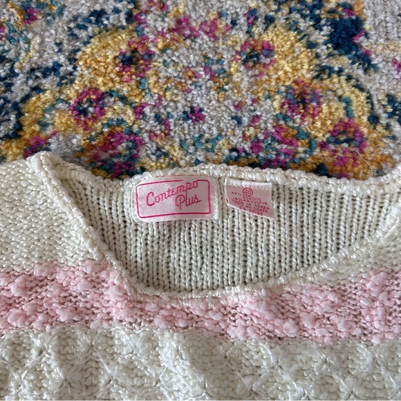 Vintage 80s granny patel colours pearl decorated sweater - Picture 6 of 7